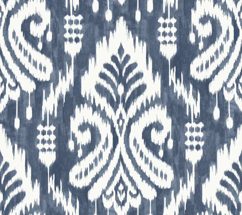 media image for Hawthorne Ikat Peel & Stick Wallpaper in Blue by York Wallcoverings 238