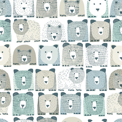 product image of Bears Sidewall Peel & Stick Wallpaper in Blue by York Wallcoverings 535