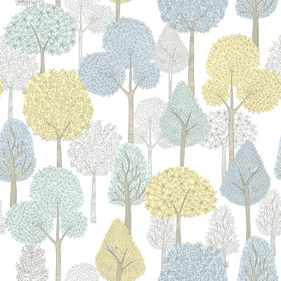 product image of Treetops Peel & Stick Wallpaper in Aqua/Yellow by York Wallcoverings 57