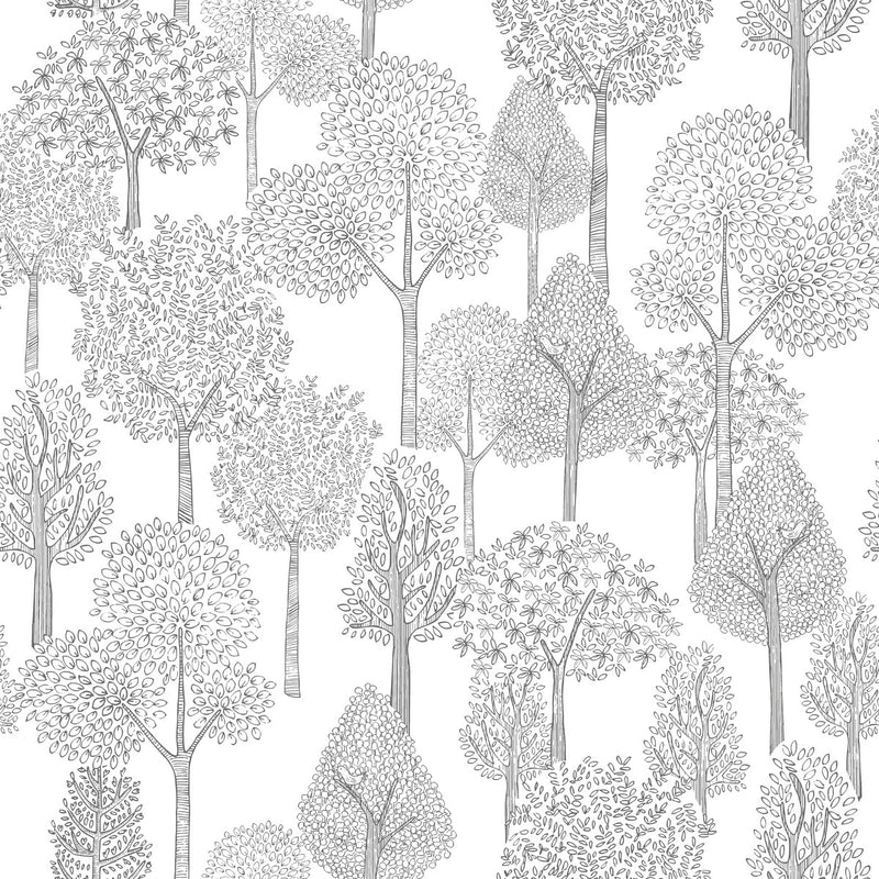 media image for Treetops Peel & Stick Wallpaper in Grey by York Wallcoverings 264