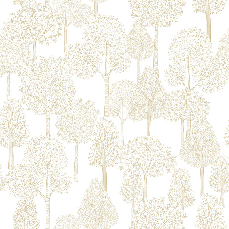 media image for Treetops Peel & Stick Wallpaper in Gold by York Wallcoverings 27