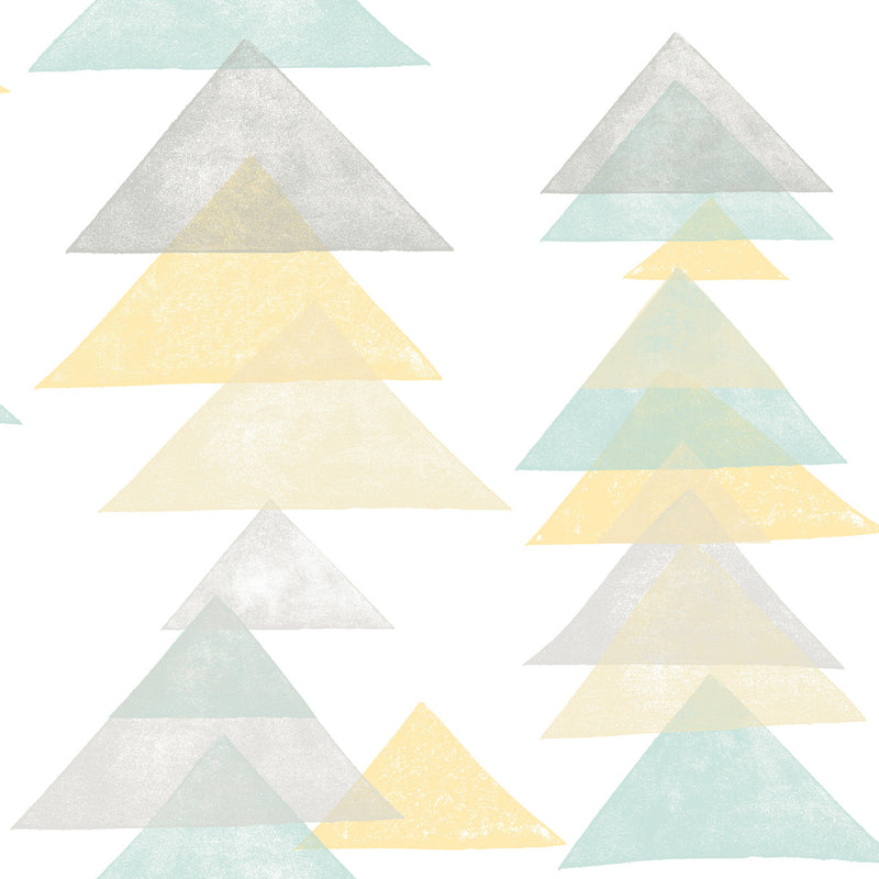 media image for Triangles Peel & Stick Wallpaper in Aqua/Yellow by York Wallcoverings 295