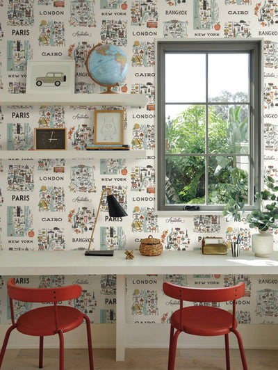 product image for City Maps Peel & Stick Wallpaper in Mint by York Wallcoverings 34