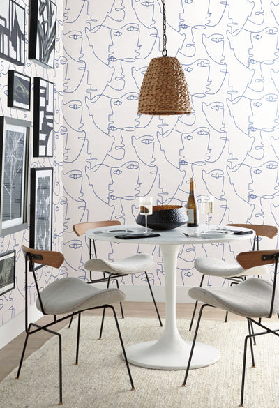 product image for Pablo Portraits Peel & Stick Wallpaper in Blue from the Risky Business III Collection by York Wallcoverings 9