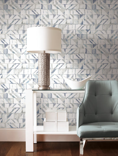 product image for Refraction Peel & Stick Wallpaper in Blue and Grey from the Risky Business III Collection by York Wallcoverings 25