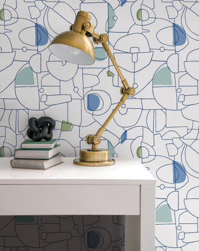 product image for Fauvist Peel & Stick Wallpaper in Blue and Green from the Risky Business III Collection by York Wallcoverings 9