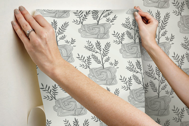 media image for Seedlings Peel & Stick Wallpaper in Grey from the Risky Business III Collection by York Wallcoverings 286