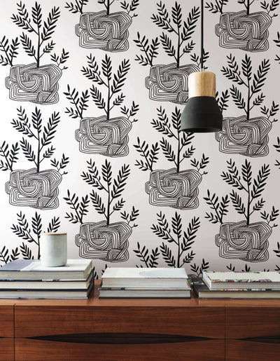 product image for Seedlings Peel & Stick Wallpaper in Black from the Risky Business III Collection by York Wallcoverings 1