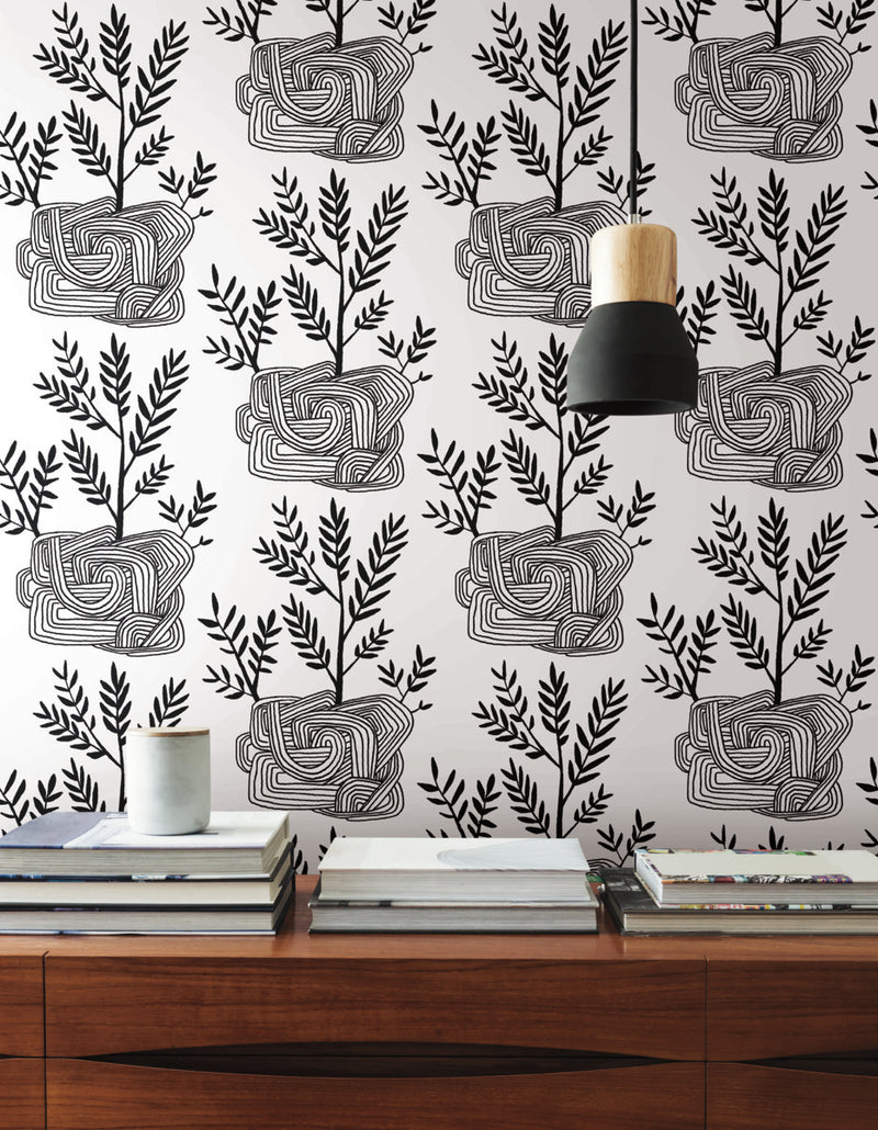 media image for Seedlings Peel & Stick Wallpaper in Black from the Risky Business III Collection by York Wallcoverings 294