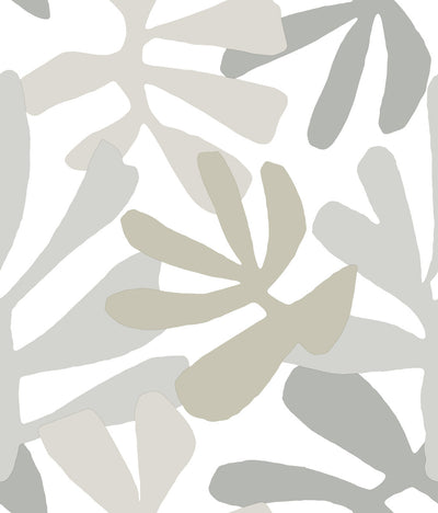 product image of Kinetic Tropical Peel & Stick Wallpaper in Grey and Beige from the Risky Business III Collection by York Wallcoverings 567