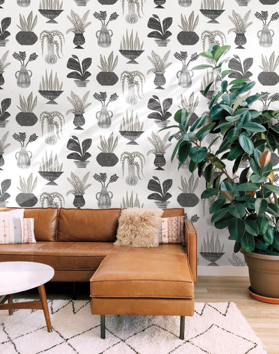 product image for Plant Party Peel & Stick Wallpaper in Black from the Risky Business III Collection by York Wallcoverings 18