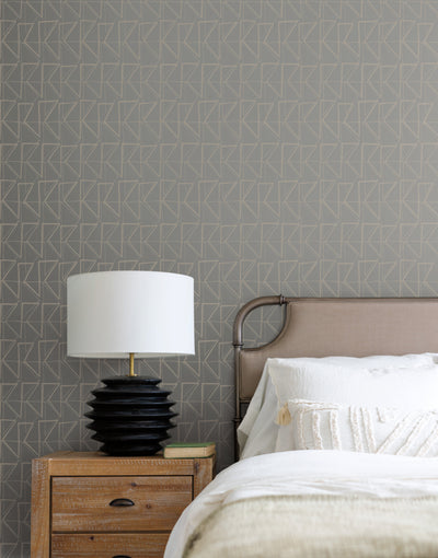 product image for Love Triangles Peel & Stick Wallpaper in Grey and Metallic Glint from the Risky Business III Collection by York Wallcoverings 41