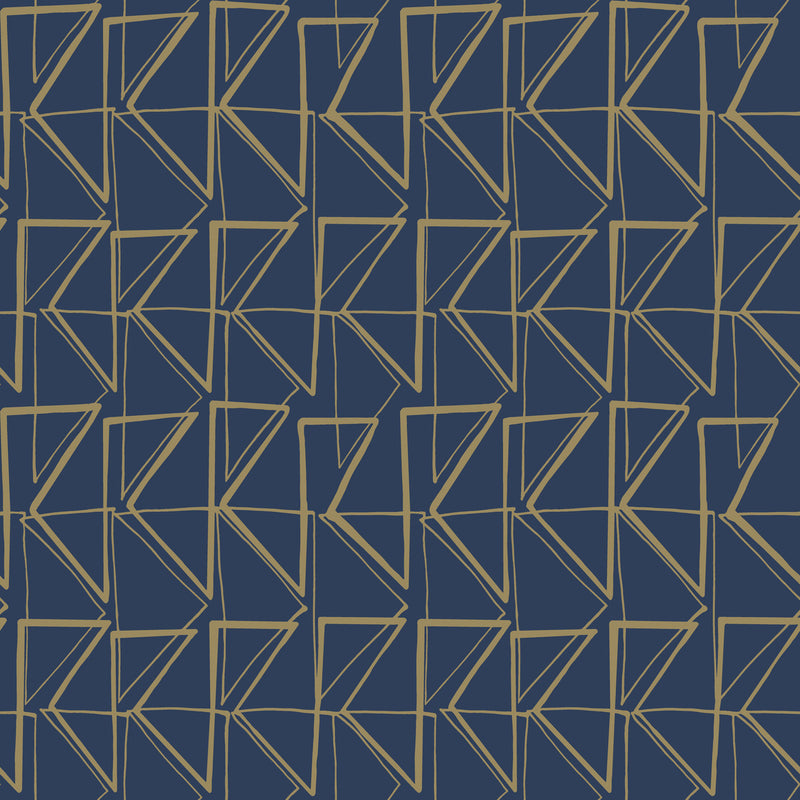 media image for Love Triangles Peel & Stick Wallpaper in Blue and Gold from the Risky Business III Collection by York Wallcoverings 24