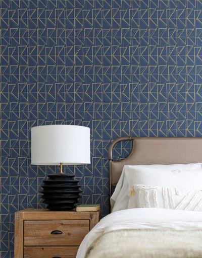 product image for Love Triangles Peel & Stick Wallpaper in Blue and Gold from the Risky Business III Collection by York Wallcoverings 28