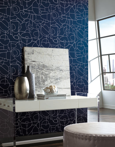 product image for Robotics Peel & Stick Wallpaper in Navy from the Risky Business III Collection by York Wallcoverings 43