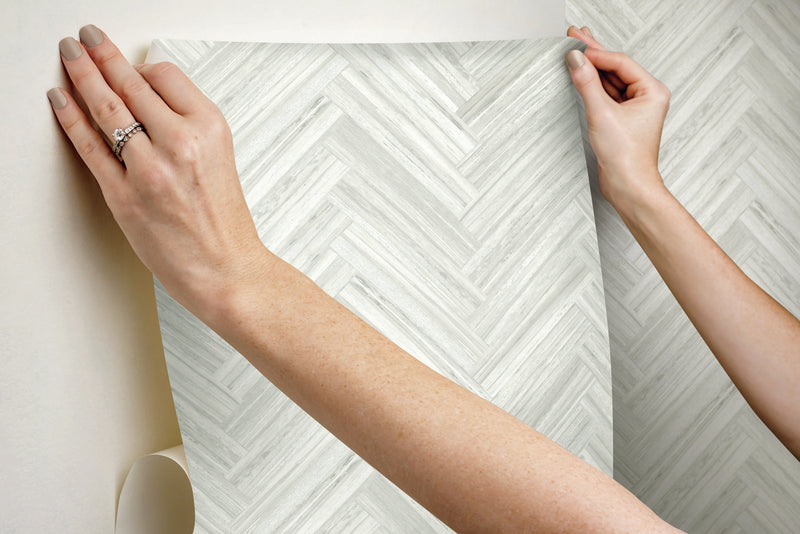 media image for Hermosa Herringbone Beige Peel & Stick Wallpaper by York Wallcoverings 264