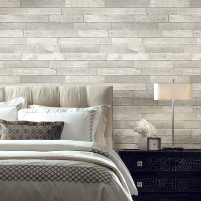 product image for Warehouse Planks White Peel & Stick Wallpaper by York Wallcoverings 0