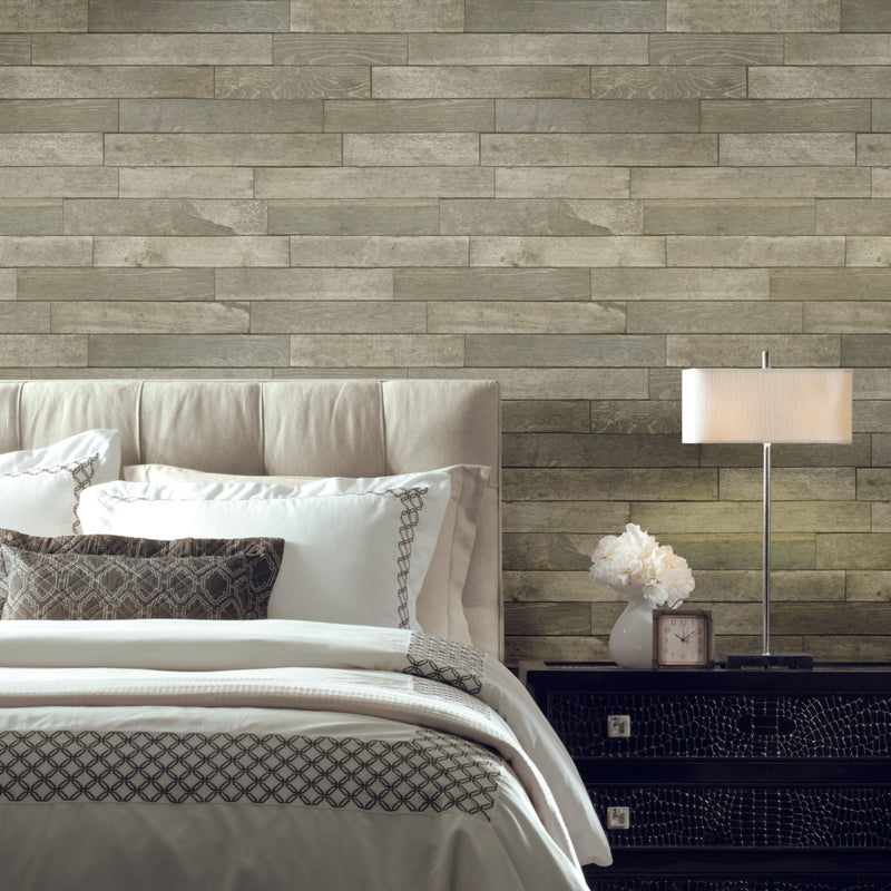 media image for Warehouse Planks Brown Peel & Stick Wallpaper by York Wallcoverings 292