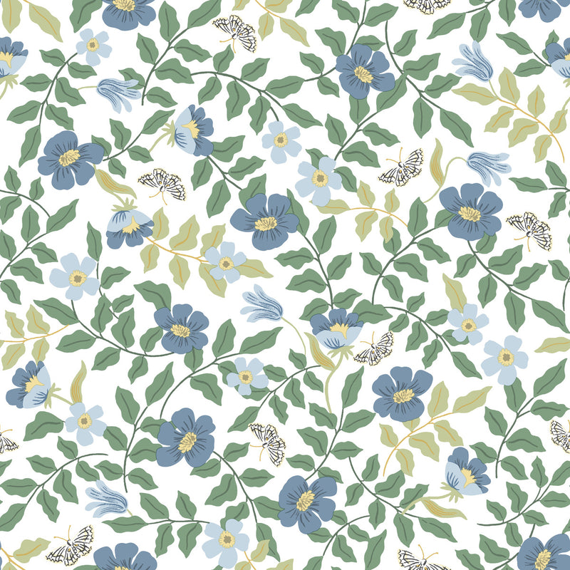 media image for Primrose Peel & Stick Wallpaper in Blue/Off White by York Wallcoverings 288