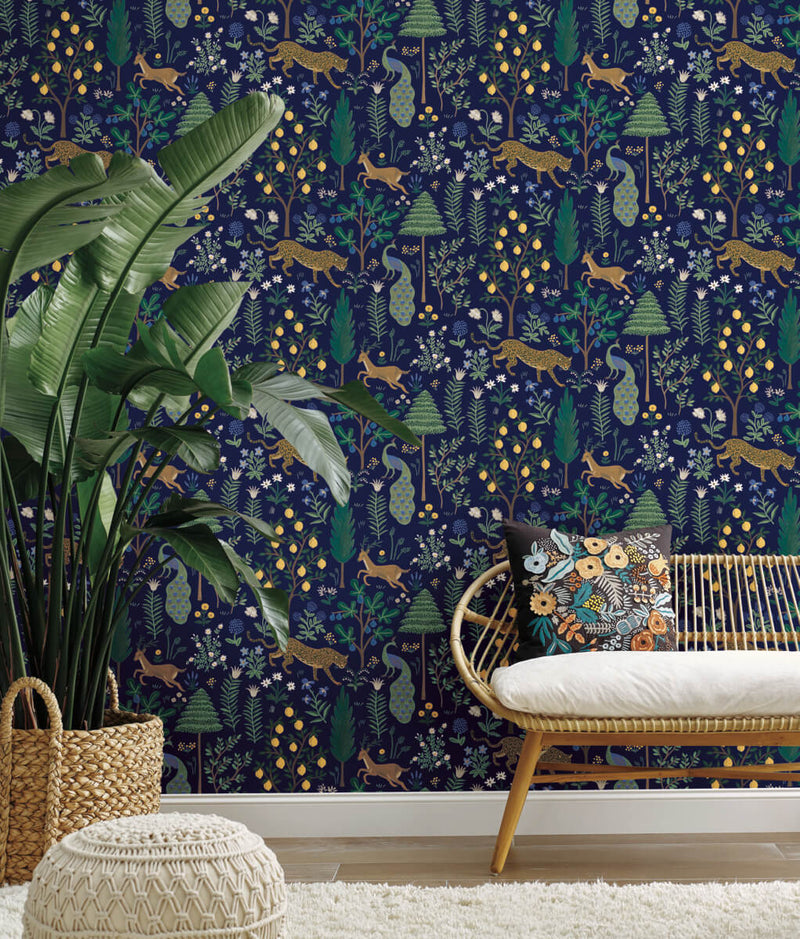 media image for Menagerie Peel & Stick Wallpaper in Blue by York Wallcoverings 24