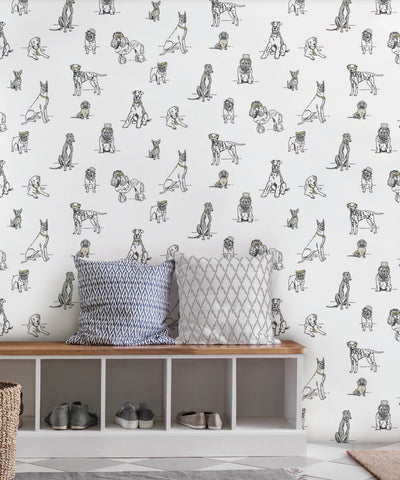 product image for Dog's Life Silver/Gold Peel & Stick Wallpaper by York Wallcoverings 36