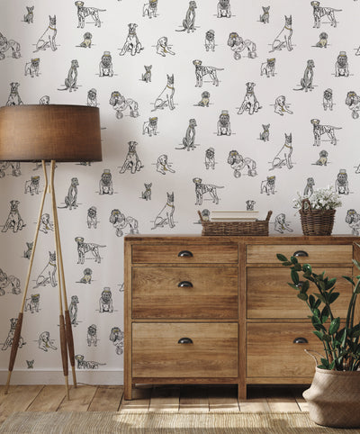 product image for Dog's Life Silver/Gold Peel & Stick Wallpaper by York Wallcoverings 42