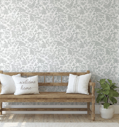 product image for Botanical Bunnies Grey Peel & Stick Wallpaper by York Wallcoverings 41