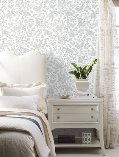 product image for Botanical Bunnies Grey Peel & Stick Wallpaper by York Wallcoverings 56