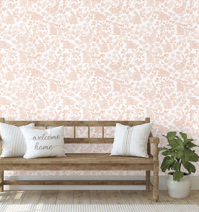 product image for Botanical Bunnies Pink Peel & Stick Wallpaper by York Wallcoverings 10