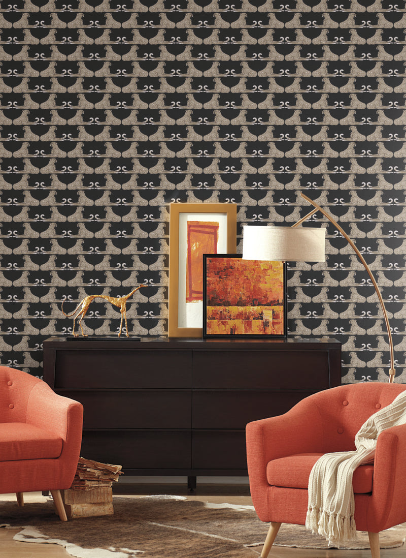 media image for Reclining Cheetahs Black Peel & Stick Wallpaper by York Wallcoverings 218