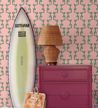 product image for Bamboozled Bahama Pink Peel & Stick Wallpaper from Madcap Cottage Collection by York Wallcoverings 45
