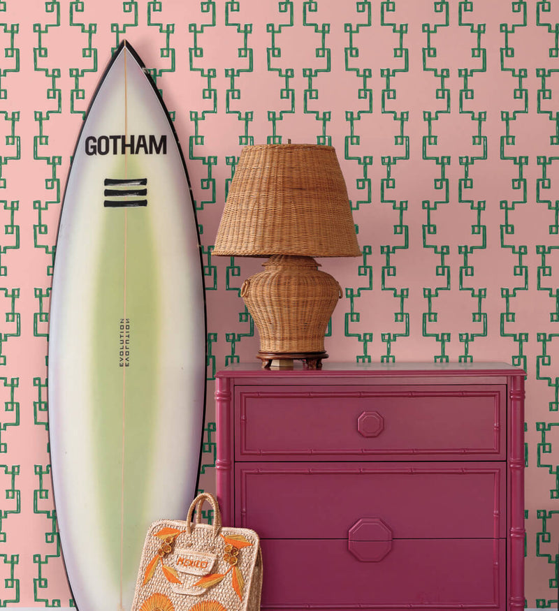 media image for Bamboozled Bahama Pink Peel & Stick Wallpaper from Madcap Cottage Collection by York Wallcoverings 277