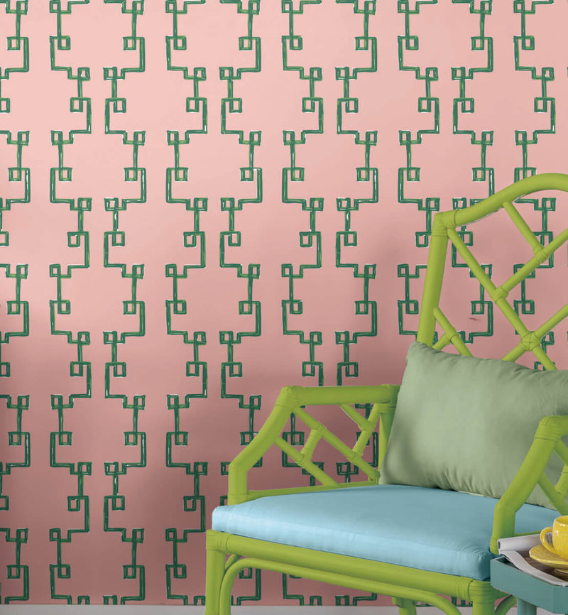 media image for Bamboozled Bahama Pink Peel & Stick Wallpaper from Madcap Cottage Collection by York Wallcoverings 242