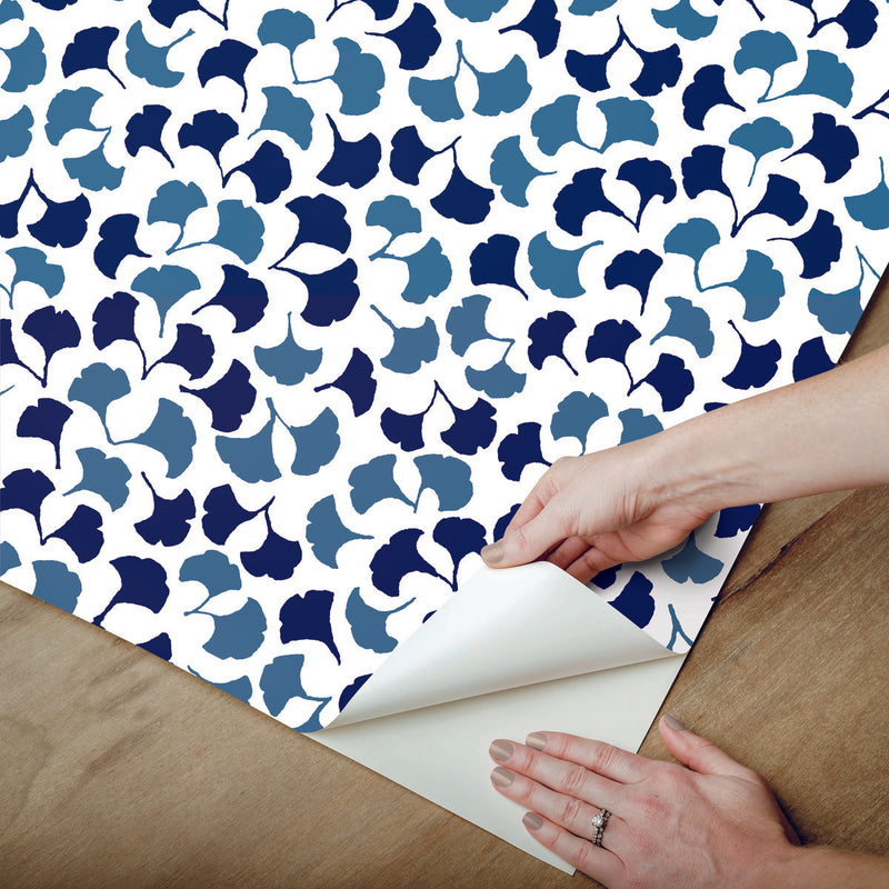 media image for Forest Glade Navy Blue Peel & Stick Wallpaper from the Madcap Cottage Collection by York Wallcoverings 296