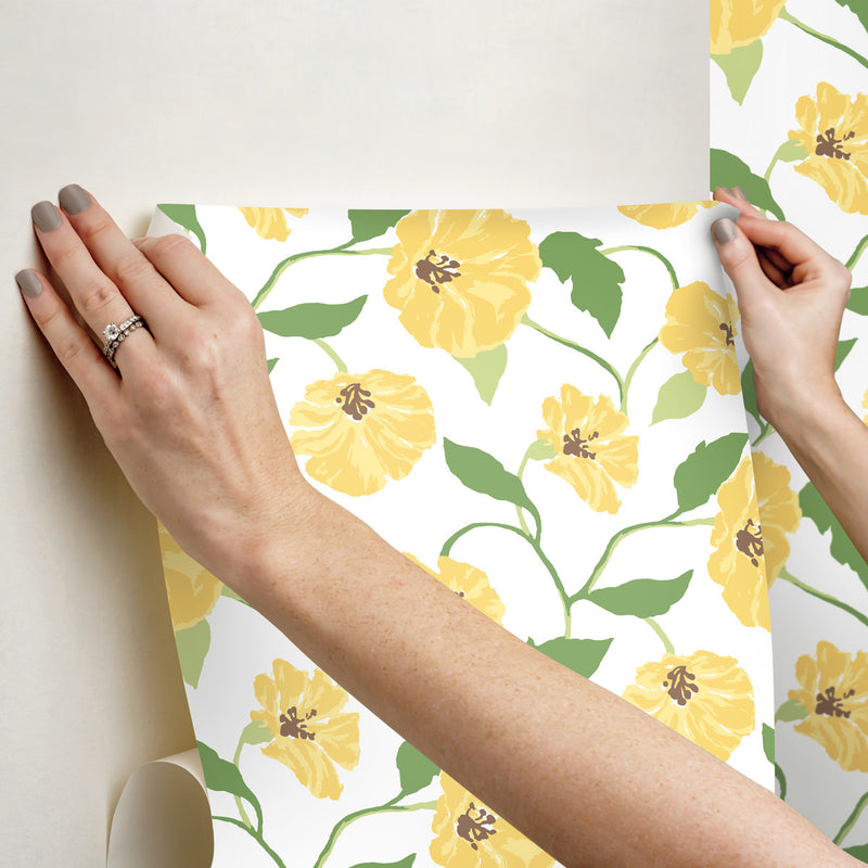 media image for Jungle Garden Lemon Grove Yellow Peel & Stick Wallpaper from the Madcap Cottage Collection by York Wallcoverings 239