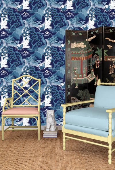 product image for Old Peking Navy Blue Peel & Stick Wallpaper from the Madcap Cottage Collection by York Wallcoverings 10