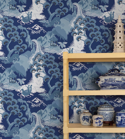 product image for Old Peking Navy Blue Peel & Stick Wallpaper from the Madcap Cottage Collection by York Wallcoverings 71