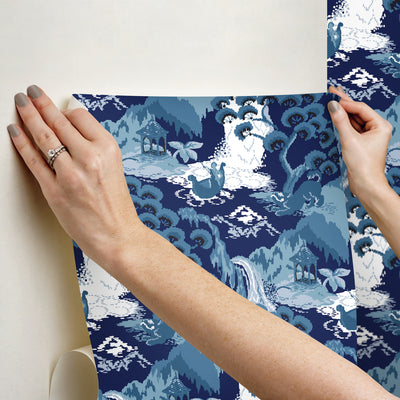 product image for Old Peking Navy Blue Peel & Stick Wallpaper from the Madcap Cottage Collection by York Wallcoverings 84