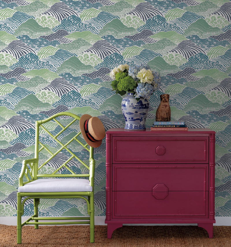 media image for Shangri-La Palm Green Peel & Stick Wallpaper from the Madcap Cottage Collection by York Wallcoverings 298