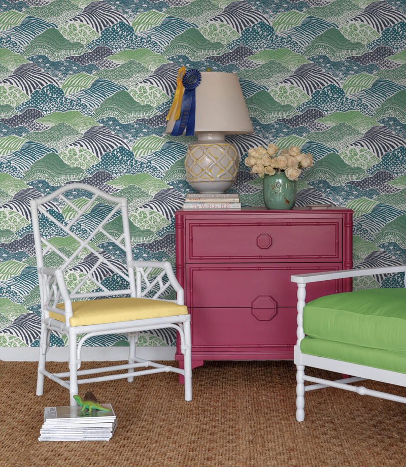 media image for Shangri-La Palm Green Peel & Stick Wallpaper from the Madcap Cottage Collection by York Wallcoverings 252