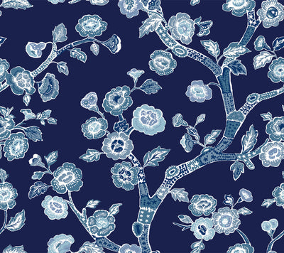 product image of Temple Garden Navy Blue Peel & Stick Wallpaper from Madcap Cottage Collection by York Wallcoverings 588