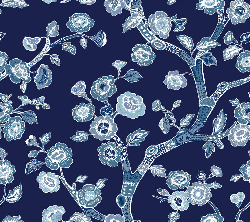 media image for Temple Garden Navy Blue Peel & Stick Wallpaper from Madcap Cottage Collection by York Wallcoverings 29