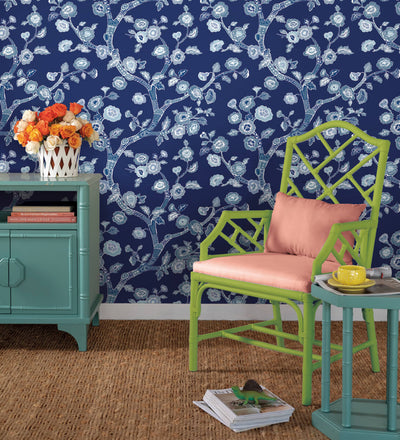 product image for Temple Garden Navy Blue Peel & Stick Wallpaper from Madcap Cottage Collection by York Wallcoverings 26