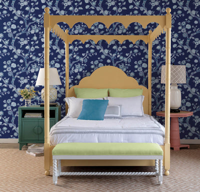 product image for Temple Garden Navy Blue Peel & Stick Wallpaper from Madcap Cottage Collection by York Wallcoverings 60