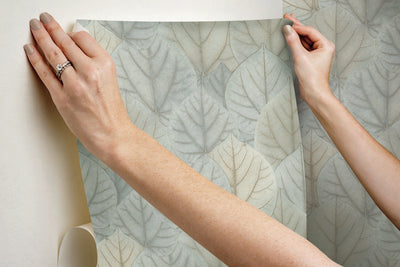 product image for Leaf Concerto Blue/Taupe Peel & Stick Wallpaper by Candice Olson 24