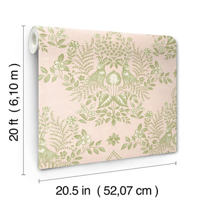 product image for Cottontail Toile Peel & Stick Wallpaper in Pink/Chartreuse 13