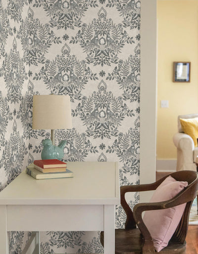 product image for Cottontail Toile Peel & Stick Wallpaper in Linen/Charcoal 32