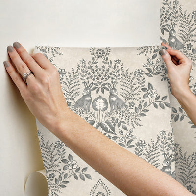 product image for Cottontail Toile Peel & Stick Wallpaper in Linen/Charcoal 43