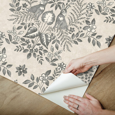 product image for Cottontail Toile Peel & Stick Wallpaper in Linen/Charcoal 89