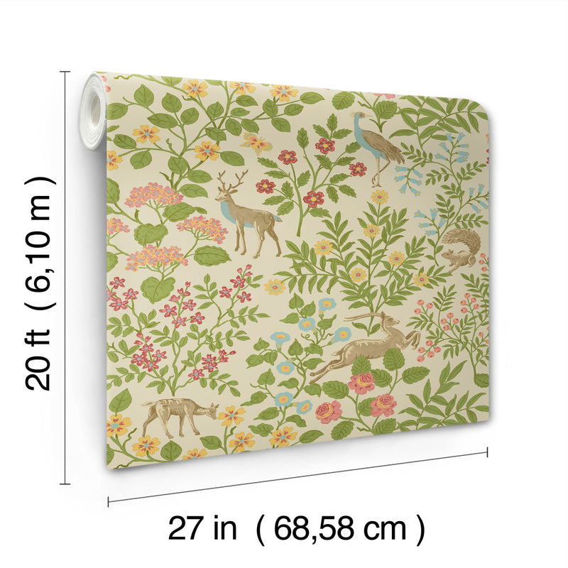 media image for Woodland Floral Peel & Stick Wallpaper in Linen 227